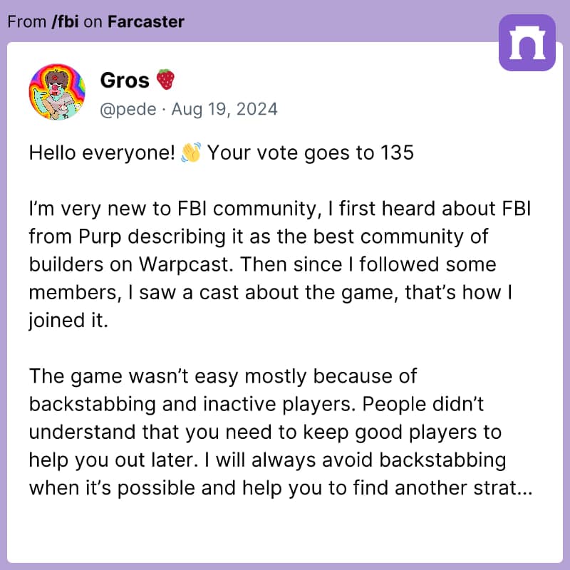 Farcaster post screenshot