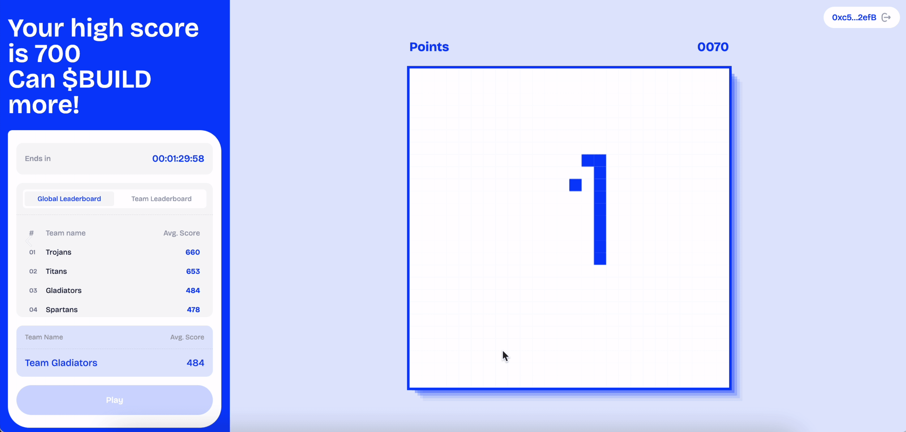 Snake game interface